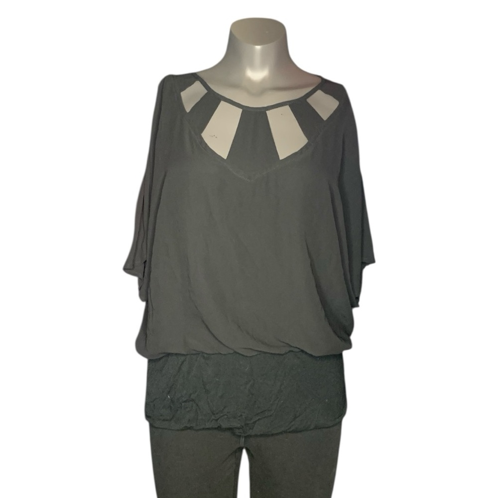 Joseph A Cutout Black Cinched Waist Top